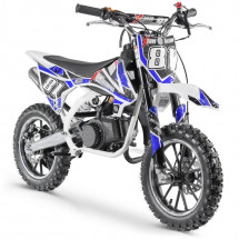 Moto cross enfant 50cc blanc et bleu Start 10/10 pouces