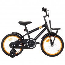 Vélo enfant avec porte-bagages 16 pouces noir et orange