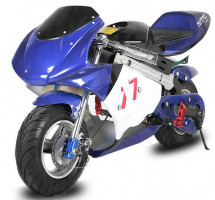 Moto de course Pocket 800W bleue 6.5/6.5 pouces